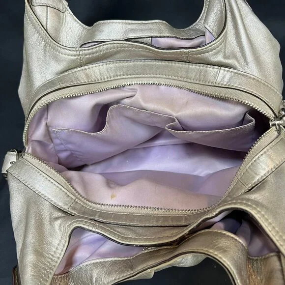 Coach Vintage Silver Soft Leather Satchel Purse Bag with Double Handle - Picture 6 of 12